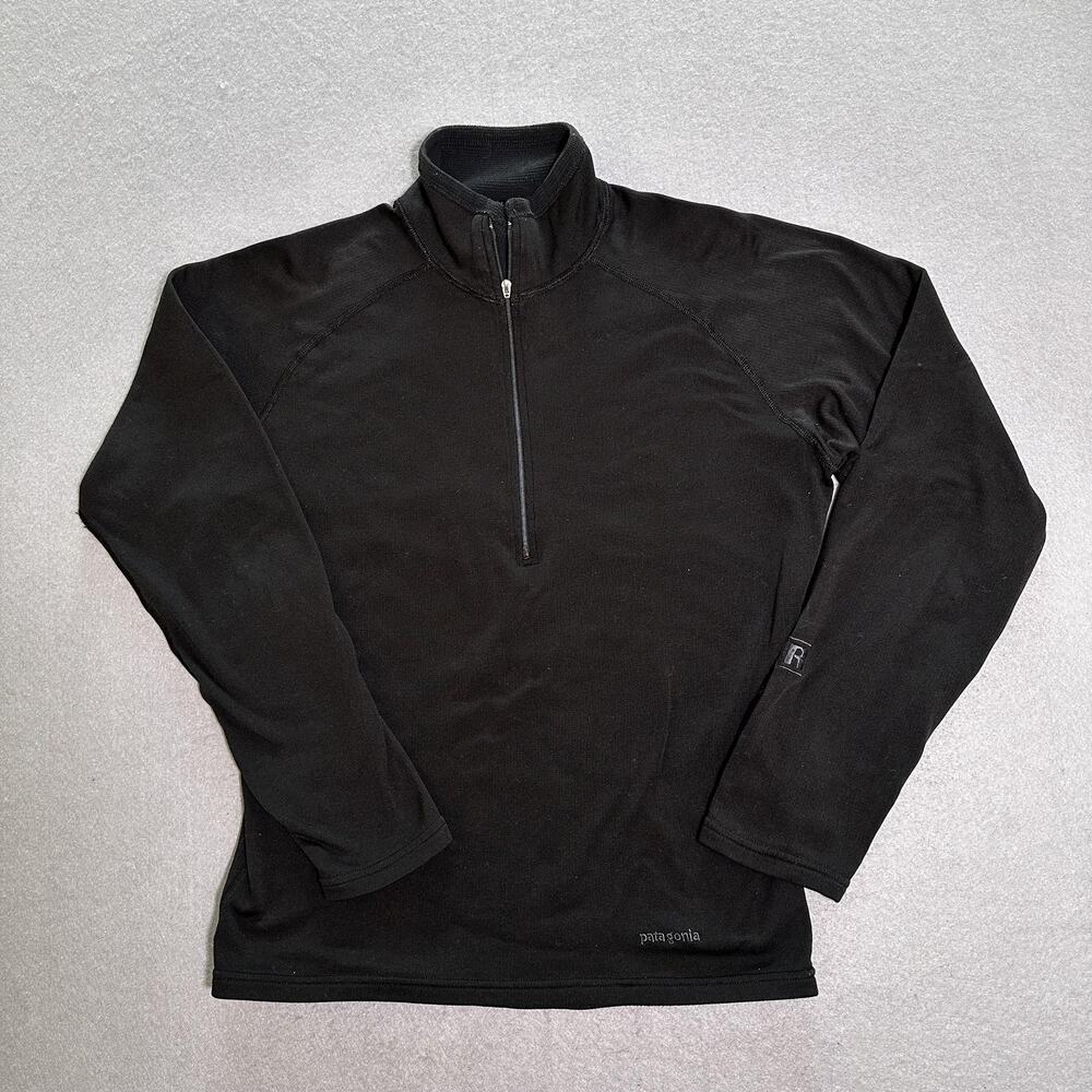 Vintage Patagonia Fleece Pullover Mens Small Black 1/4 Zip Hiking Shirt USA Made